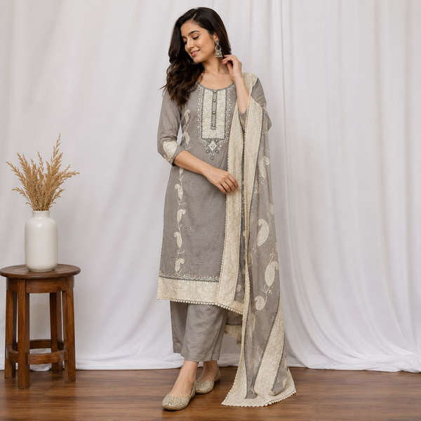 Embroidered Cotton Suit Set