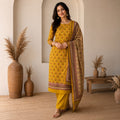 Mustard Bloom Printed Cotton Suit Set